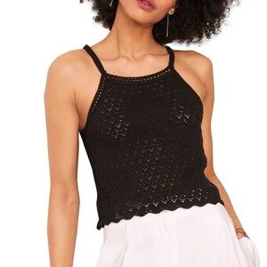 French Connection Elegant Black Crochet Tank Top US Small